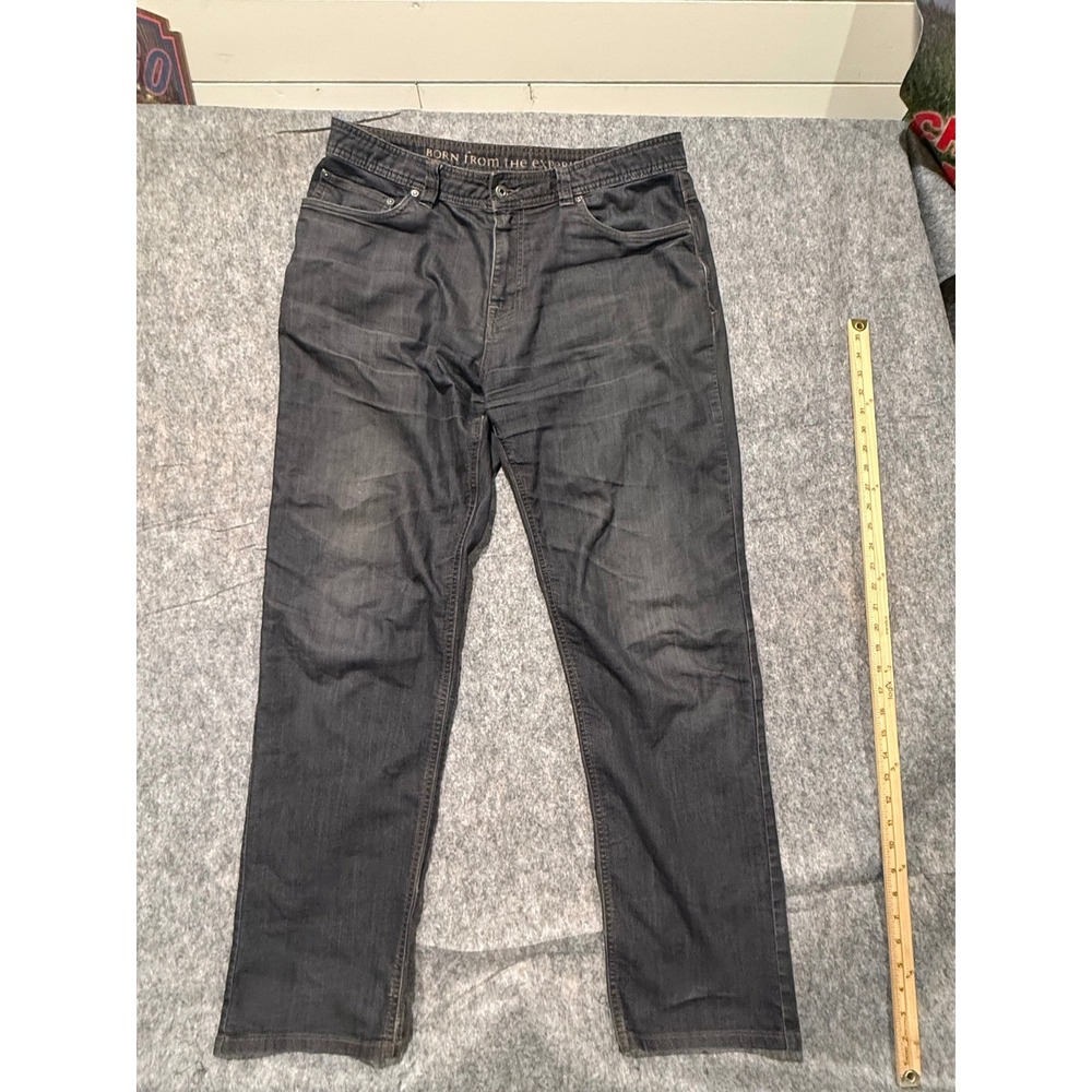 Prana Mens Slim Fit Jeans 36W x 32L Grey‎ Denim Outdoor Hiking Pants